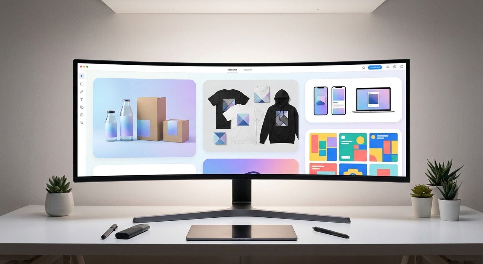 AI mockup generator creating campaign-ready ad creative across product, apparel, device and social formats
